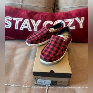 NIB Hey Dude ladies slip on buffalo plaid shoe